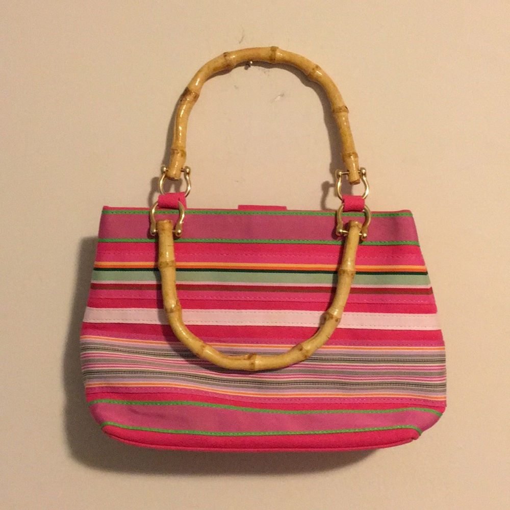 Tianni Pink Bamboo Handle Handbag